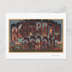 Rehoboth Beach, Delaware - Large Letter Scenes Postcard