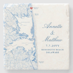 Rehoboth Beach Delaware Map Wedding Keepsake Stone Coaster