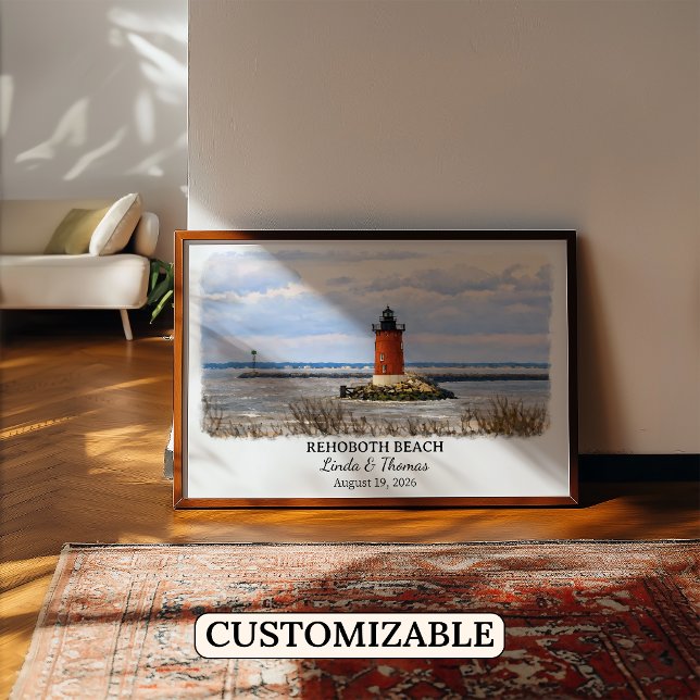 Rehoboth Beach Delaware Poster, Watercolor, Custom Poster (Creator Uploaded)