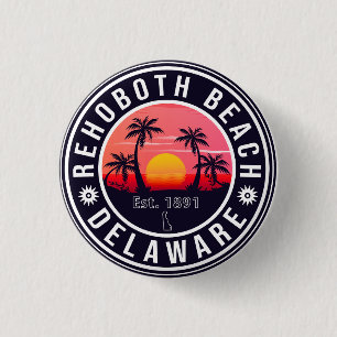 Rehoboth Beach Delaware Retro Sunset Souvenirs 3 Cm Round Badge