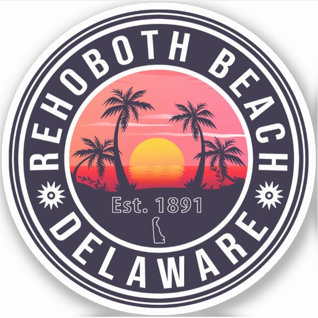 Rehoboth Beach Delaware Retro Sunset Souvenirs 70s (Front)