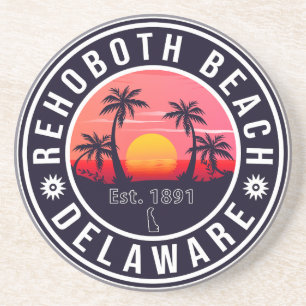 Rehoboth Beach Delaware Retro Sunset Souvenirs Coaster