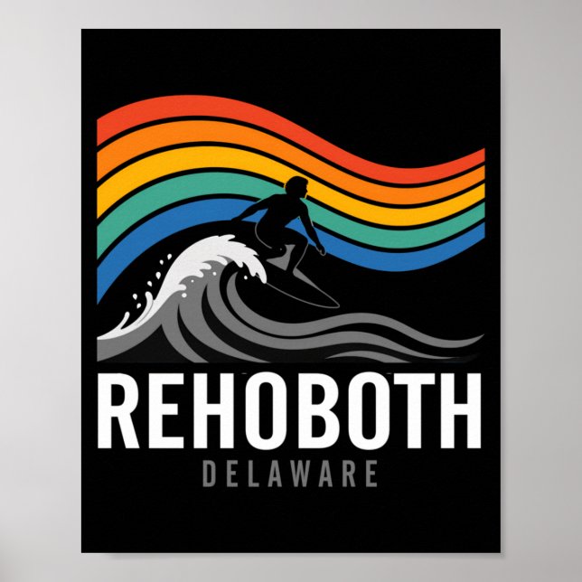 Rehoboth Beach Delaware Surfboarder Surfing Men Poster (Front)