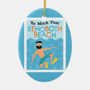 Rehoboth Beach Fun Hipster Travel Ceramic Tree Decoration