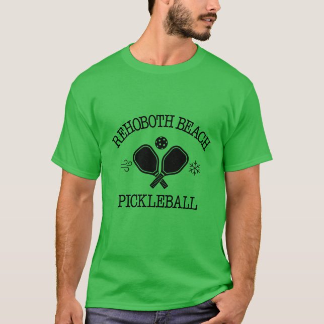 Rehoboth Beach Pickleball Wind Snow BLK T-Shirt (Front)