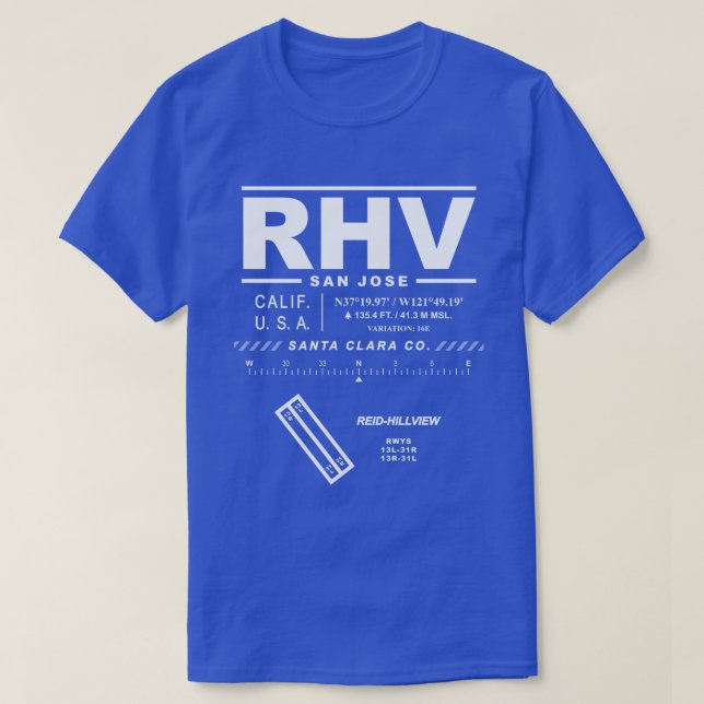 Reid-Hillview Airport Santa Clara Co. RHV T-Shirt (Design Front)