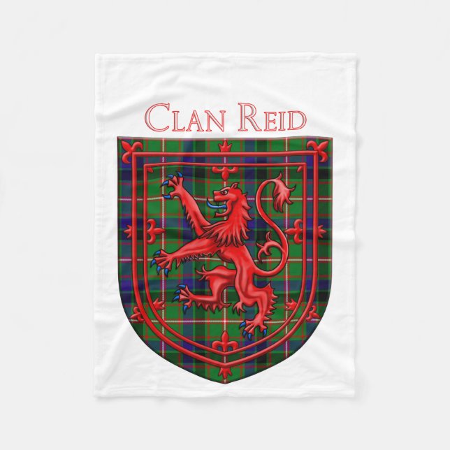 Reid Tartan Scottish Plaid Lion Rampant Fleece Blanket (Front)