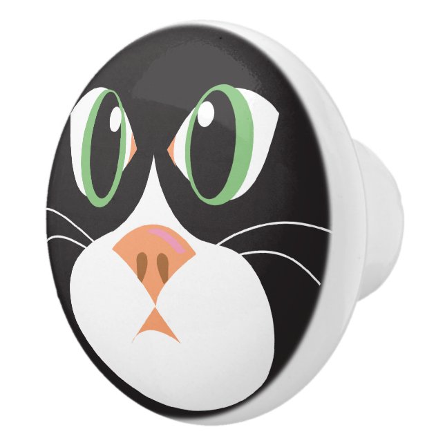 Reigning Cats & Dogs_Furry Faces_Cleo_home decor Ceramic Knob (Right)