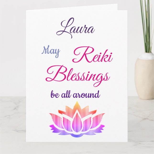Reiki Blessings Get Well greeting Card (Front)