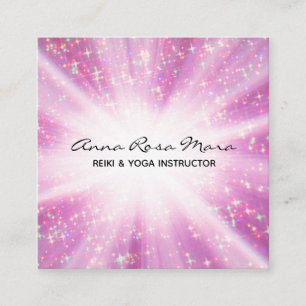 *~* Reiki Energy Healing Rays Light Worker Glitter Square Business Card