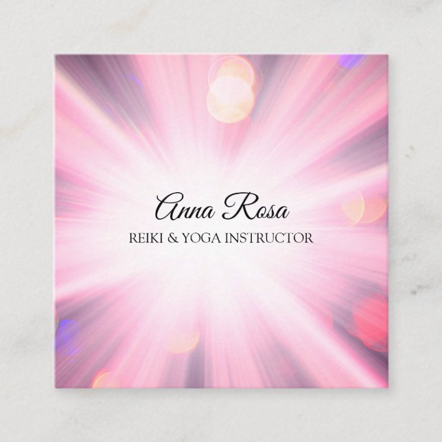 *~* Reiki Energy Healing Rays Light Worker Square Business Card (Front)
