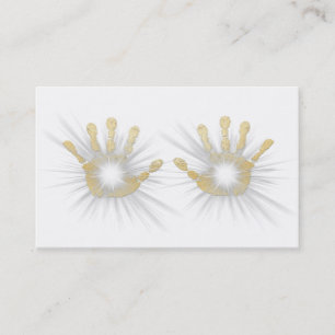 *~* Reiki Gold Foil Hands Radiating Healing Business Card