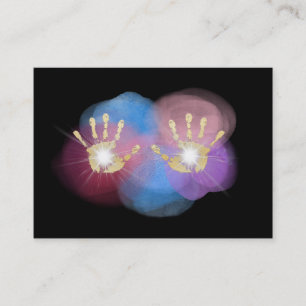 *~* Reiki Gold Foil Healing Hands Radiating Energy Business Card