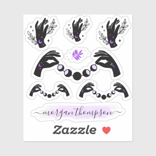 Reiki Hands & Moon Phases Personalised Name Logo (Sheet)