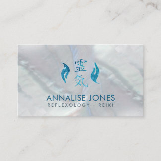 Reiki Healing symbol and hands aquamarine stone Business Card
