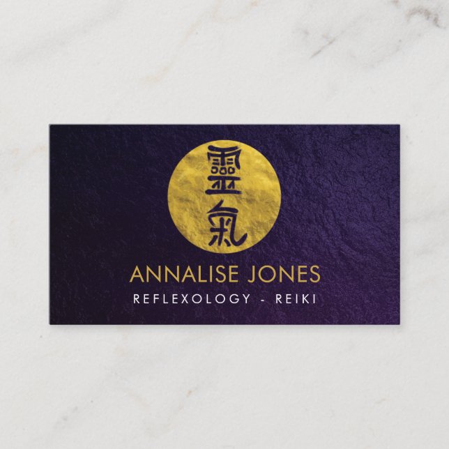 Reiki Healing Symbols in gold circle Business Card (Front)