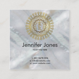 Reiki Healing Symbols in gold mandala Square Business Card