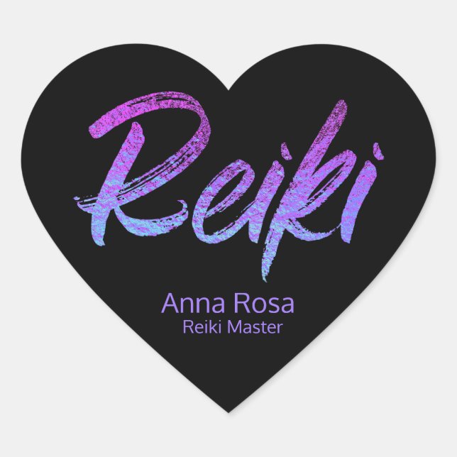 *~* Reiki Iridescent Heart Purples, Magenta, Blues Sticker (Front)