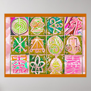 REIKI Karuna : Vintage Style Art Symbols Poster