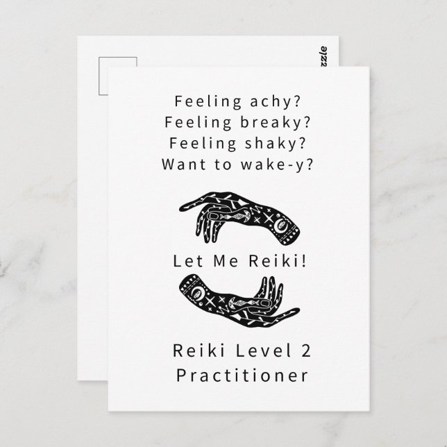 Reiki Level 2 Practitioner Riddle And Hands White Postcard (Front/Back)