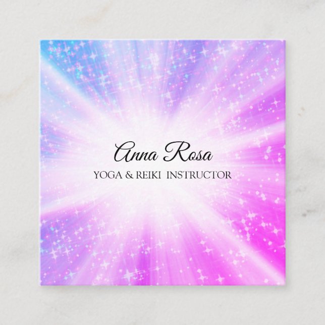*~* Reiki Massage Energy Healing Rays Square Business Card (Front)
