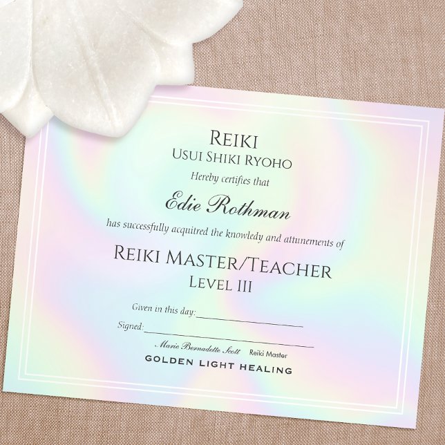 Reiki Master Certificate of Completion Award  (Creator Uploaded)