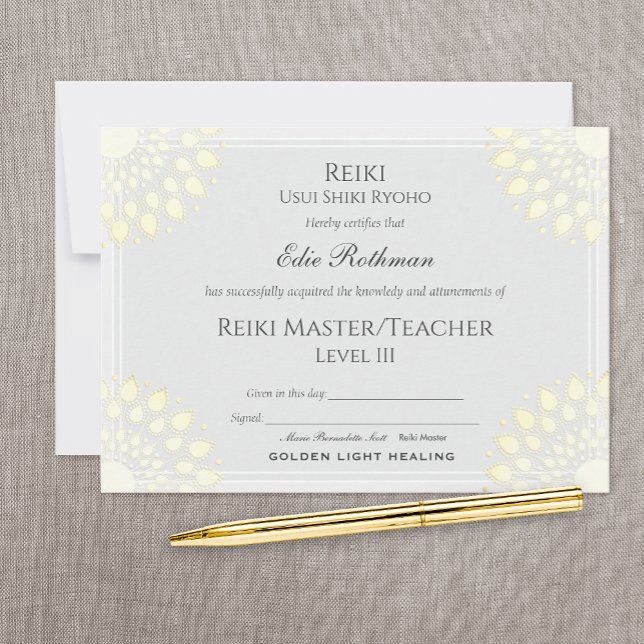 Reiki Master Lotus Certificate of Completion Award Invitation (Creator Uploaded)