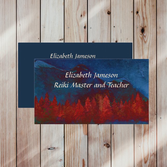 Reiki Master n Teacher Trees Mountains Watercolor Business Card (Creator Uploaded)