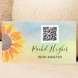 Reiki Master QR Code Colourful Business Card
