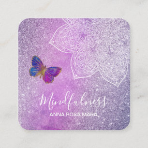 *~* Reiki Meditation Mandala Yoga Butterfly Square Business Card