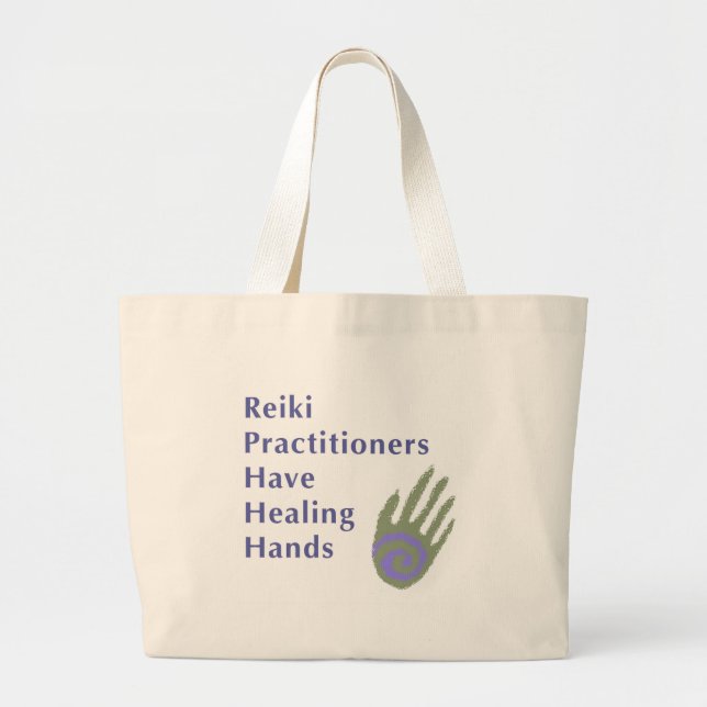Reiki Practitioners Have Healing Hands Large Tote Bag (Front)