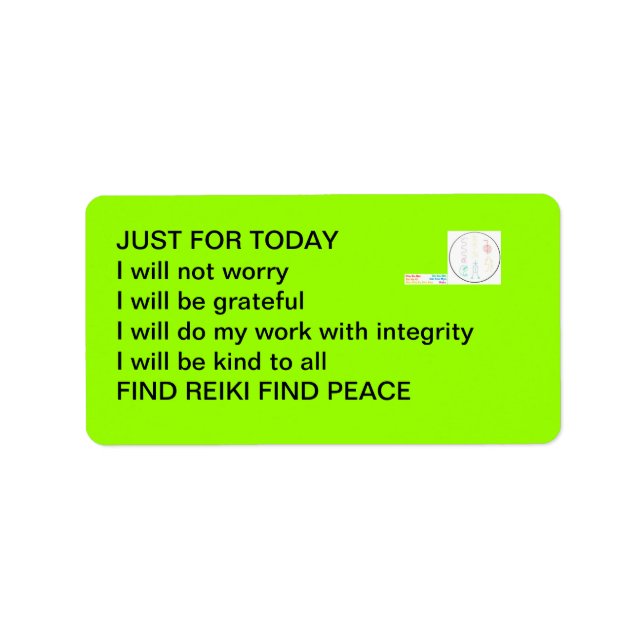 Reiki Principle Labels (Front)