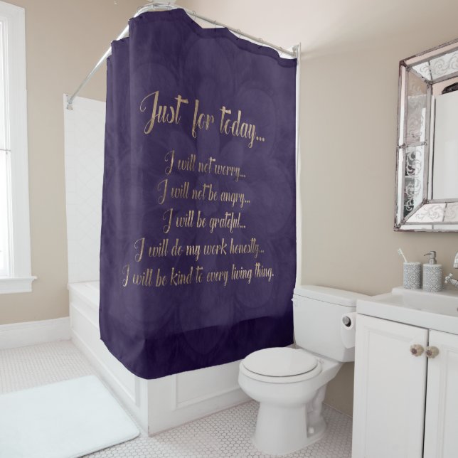 Reiki Principles- gold on purple lotus Shower Curtain (In Situ)