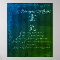 Reiki Principles Just For Today And Symbol Green