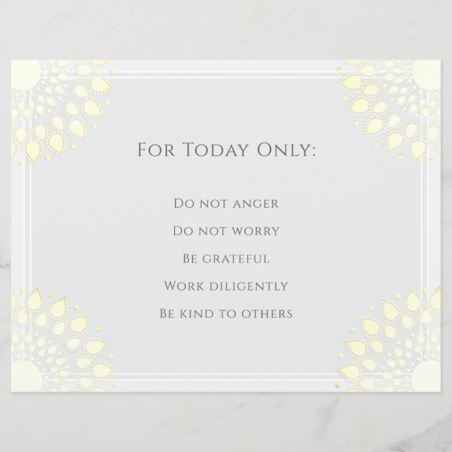 Reiki Principles, Precepts (Front)