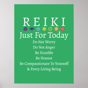 Reiki Principles Precepts Green Poster