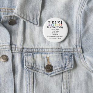 Reiki Principles Precepts White 6 Cm Round Badge