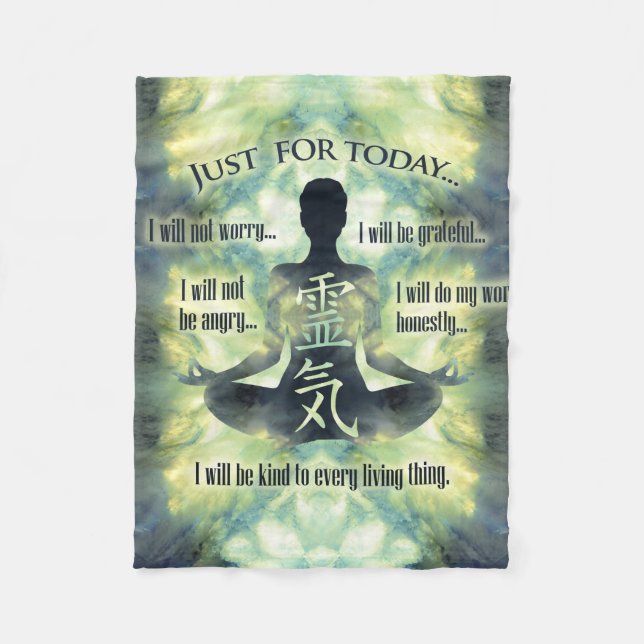 Reiki Principles - Reiki Precepts Fleece Blanket (Front)
