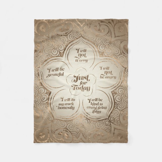 Reiki Principles - Reiki Precepts Golden Sheer Fleece Blanket (Front)