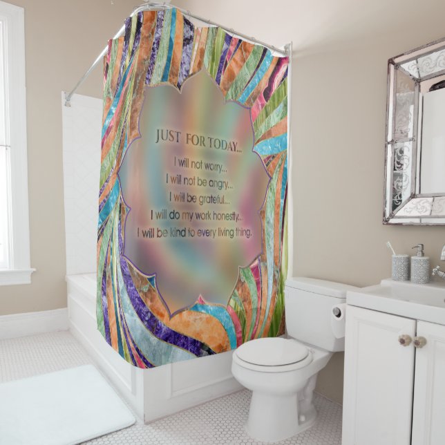 Reiki Principles - Reiki Precepts Shower Curtain (In Situ)