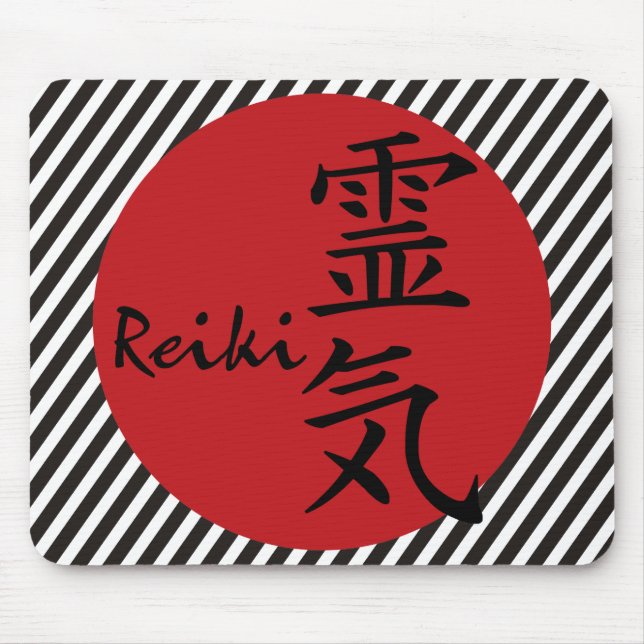 Reiki - red | black stripes mouse pad (Front)