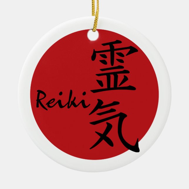 Reiki - red ceramic tree decoration (Front)