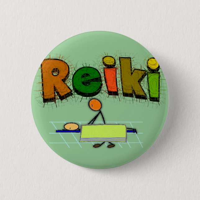 Reiki Stick People Design Gifts 6 Cm Round Badge (Front)