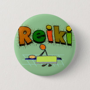 Reiki Stick People Design Gifts 6 Cm Round Badge