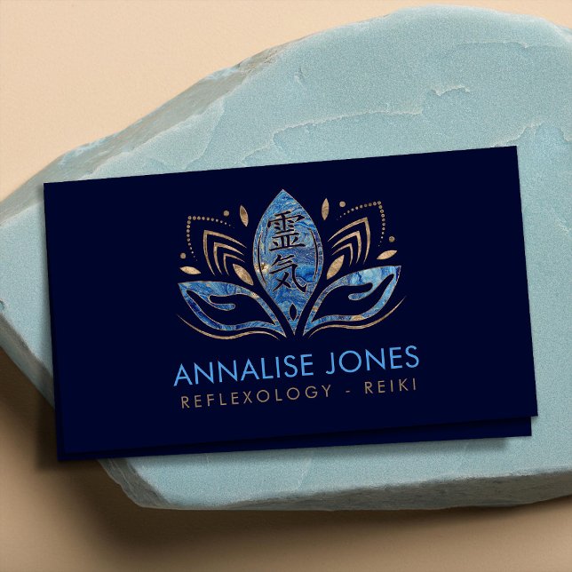 Reiki symbol and hands in Lotus Blue Marble Business Card (Creator Uploaded)