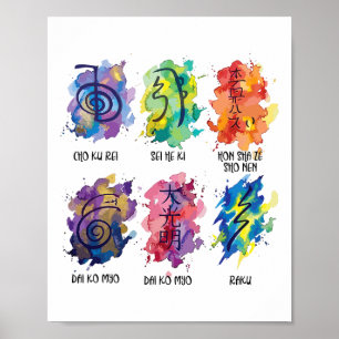Reiki Symbols Water Color  Poster