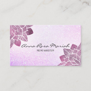 *~* Reiki Watercolor Mandala Glitter Healing Yoga Business Card