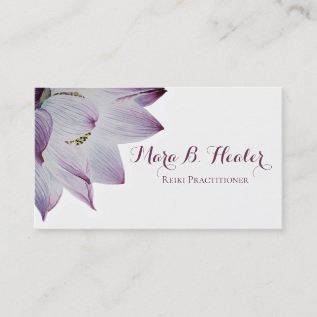 *~*  Reiki Yoga Lotus Energy Healer Light Filled Business Card (Front)