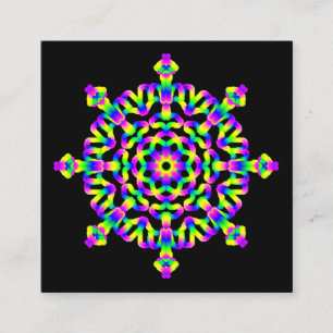 *~* Reiki Yoga Neon Geometric Mandala Healing Arts Square Business Card