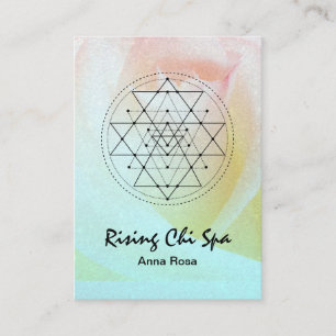 *~* Reiki Yoga Rose Glitter Sacred Geometry Business Card